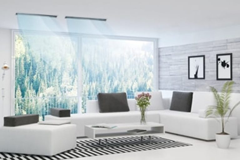 posh living room cooled by ducted air conditioning